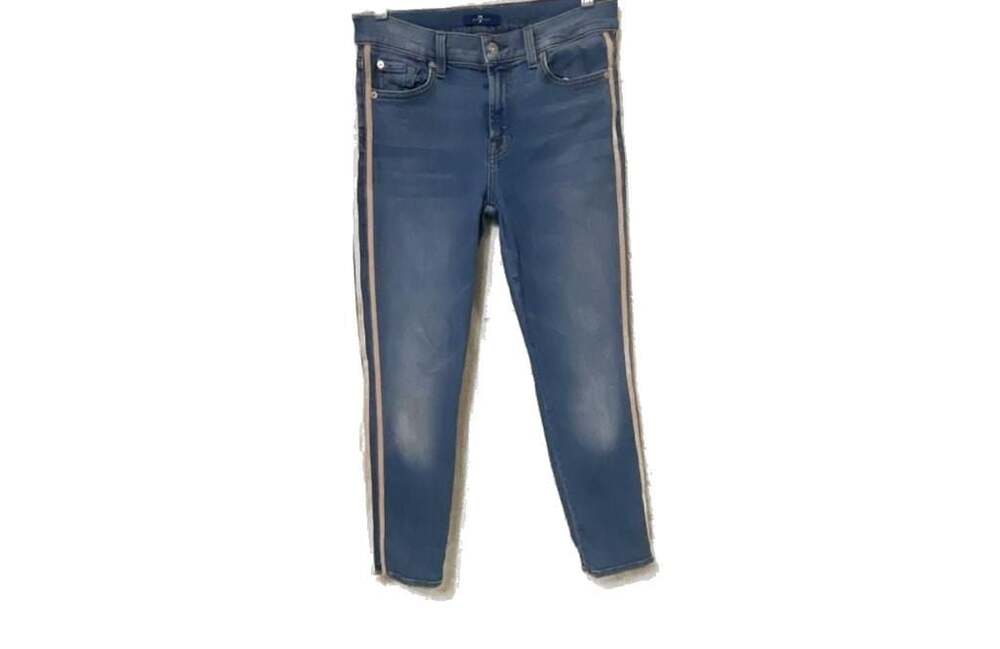 7 For All Mankind Side Stripe Ankle Skinny Jeans 28